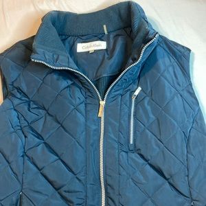 Womens Calvin Klein 1x Navy Blue Zippered Vest with zippered Pockets